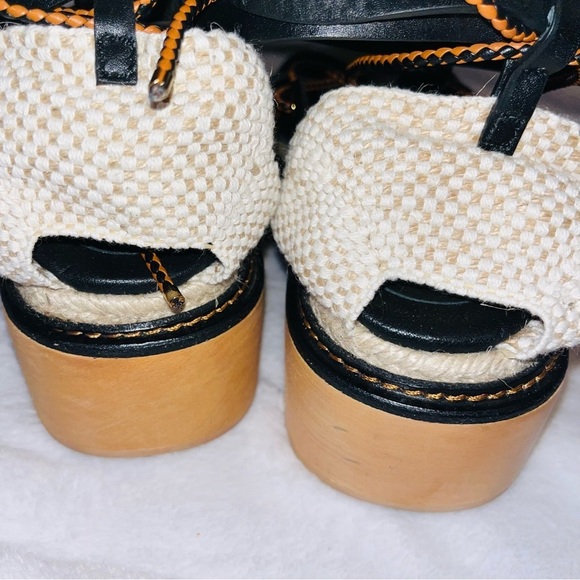 ULLA JOHNSON Salinas sandal black size 8 twisted rope leather platform lace up - Picture 11 of 16